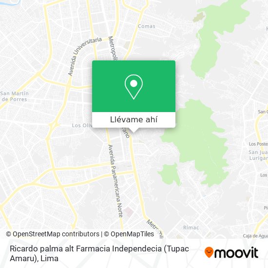 Mapa de Ricardo palma  alt Farmacia Independecia (Tupac Amaru)