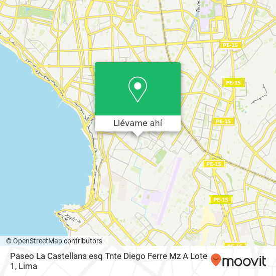 Mapa de Paseo La Castellana esq  Tnte  Diego Ferre Mz A Lote 1