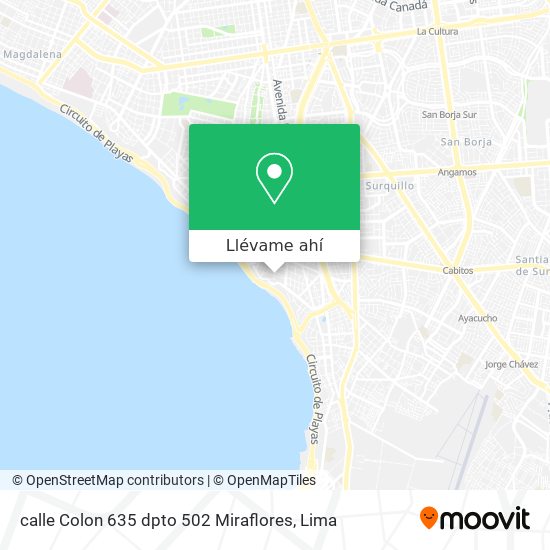 Mapa de calle Colon 635  dpto 502  Miraflores