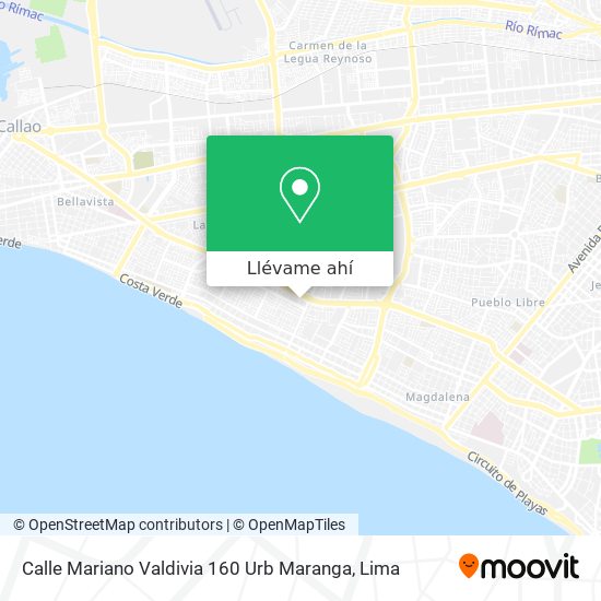 Mapa de Calle Mariano Valdivia 160  Urb  Maranga