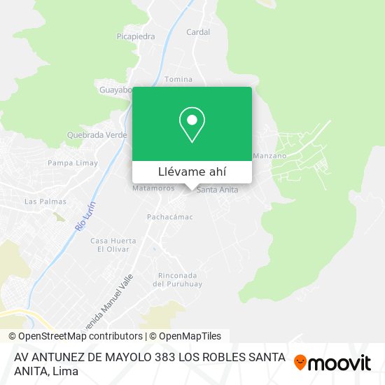 Mapa de AV ANTUNEZ DE MAYOLO 383 LOS ROBLES SANTA ANITA