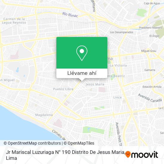 Mapa de Jr  Mariscal Luzuriaga N° 190 Distrito De Jesus Maria