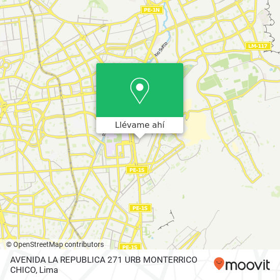 Mapa de AVENIDA LA REPUBLICA 271 URB  MONTERRICO  CHICO