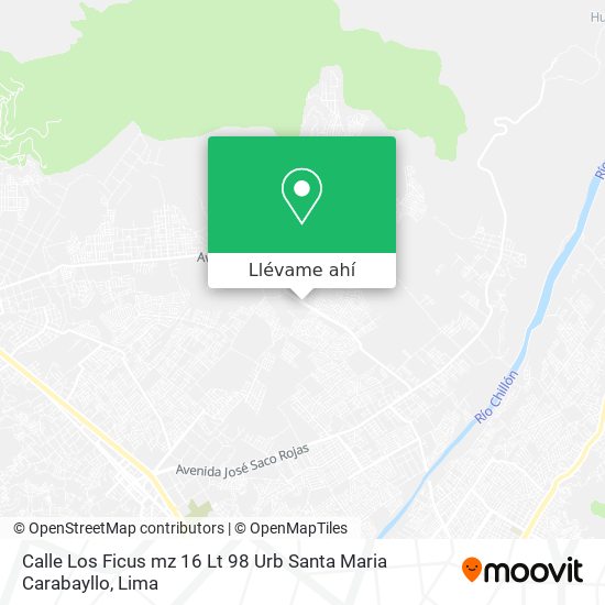 Mapa de Calle Los Ficus mz 16 Lt  98 Urb  Santa Maria Carabayllo