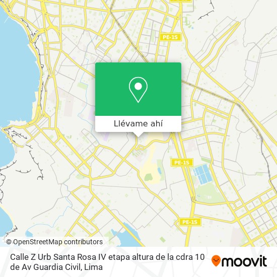 Mapa de Calle Z  Urb  Santa Rosa IV etapa altura de la cdra 10 de Av  Guardia Civil