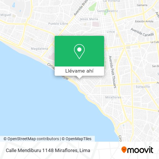Mapa de Calle Mendiburu 1148 Miraflores