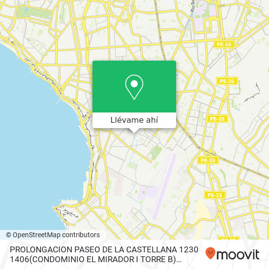 Mapa de PROLONGACION PASEO DE LA CASTELLANA 1230 1406(CONDOMINIO EL MIRADOR I TORRE B)   ALTURA Calle COMBA