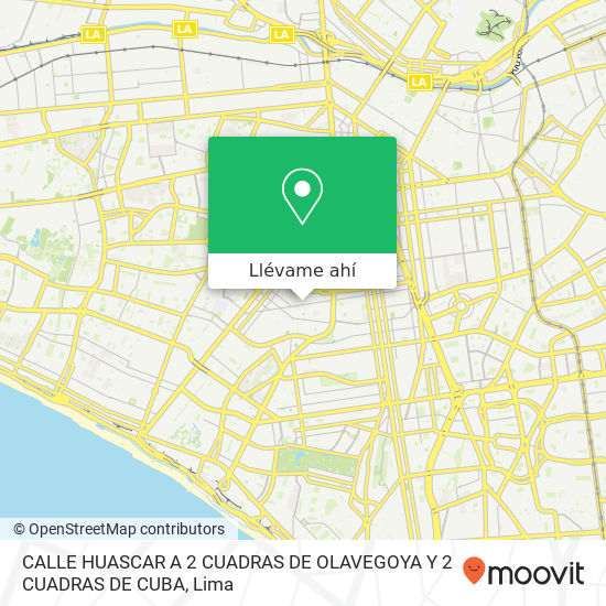 Mapa de CALLE HUASCAR A 2 CUADRAS DE OLAVEGOYA Y 2 CUADRAS DE CUBA
