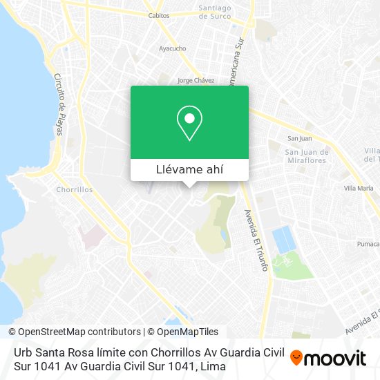 Mapa de Urb  Santa Rosa  límite con Chorrillos  Av  Guardia Civil Sur 1041 Av  Guardia Civil Sur 1041
