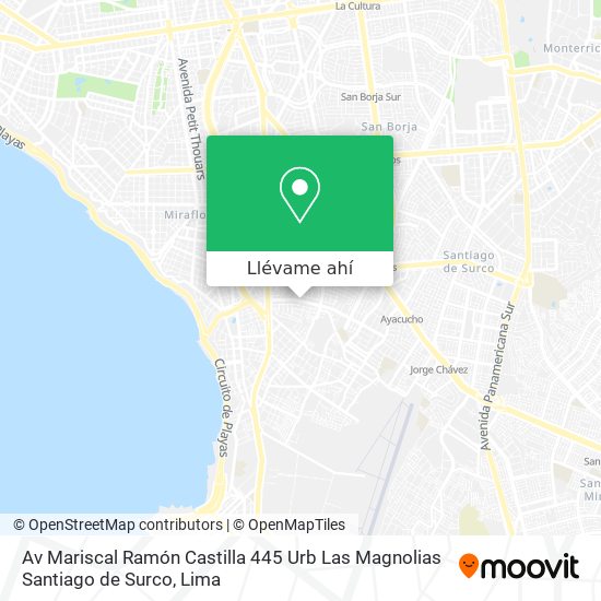 Mapa de Av  Mariscal Ramón Castilla 445 Urb  Las Magnolias Santiago de Surco