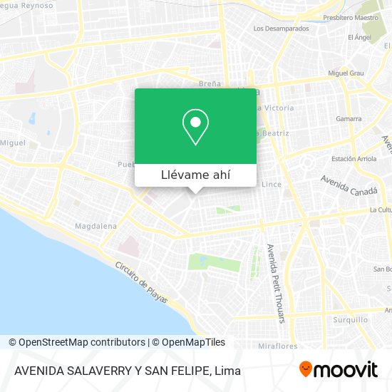 Mapa de AVENIDA SALAVERRY Y SAN FELIPE