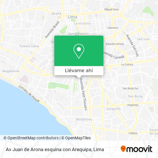 Mapa de Av  Juan de Arona esquina con Arequipa