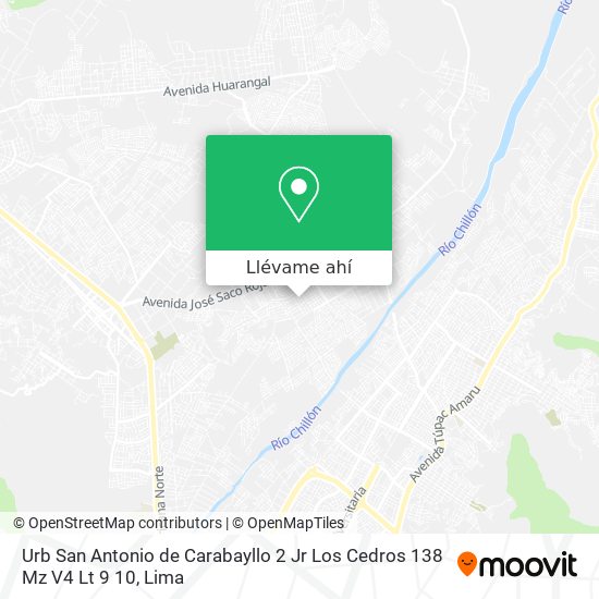 Mapa de Urb  San Antonio de Carabayllo 2  Jr  Los Cedros 138 Mz  V4 Lt 9 10