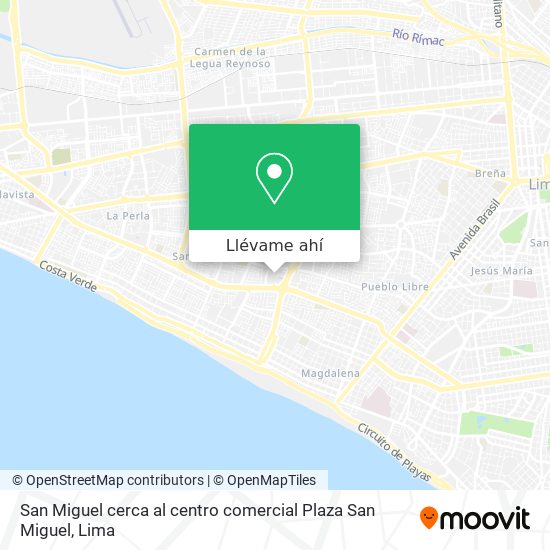 Mapa de San Miguel  cerca al centro comercial Plaza San Miguel