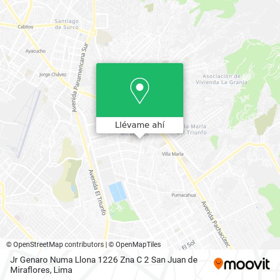 Mapa de Jr Genaro Numa Llona 1226 Zna C 2 San Juan de Miraflores