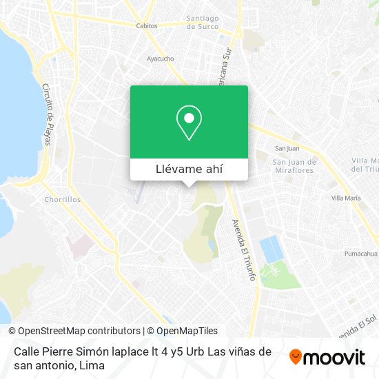 Mapa de Calle Pierre Simón laplace lt 4 y5 Urb  Las viñas de san antonio