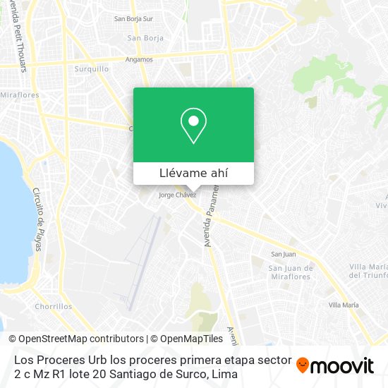 Mapa de Los  Proceres    Urb los  proceres  primera etapa  sector 2 c  Mz R1 lote 20  Santiago de Surco