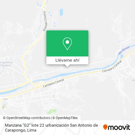 Mapa de Manzana "G2" lote 22 urbanización San Antonio de  Carapongo