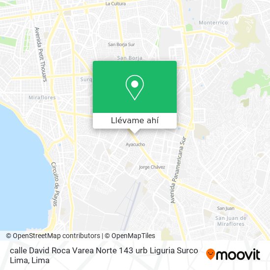 Mapa de calle David Roca Varea Norte 143  urb  Liguria  Surco  Lima