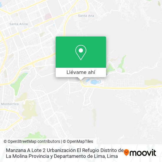 Mapa de Manzana A  Lote 2  Urbanización El Refugio  Distrito de La Molina  Provincia y Departamento de Lima