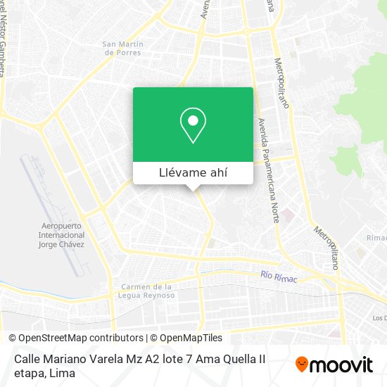 Mapa de Calle Mariano Varela Mz A2 lote 7 Ama Quella II etapa