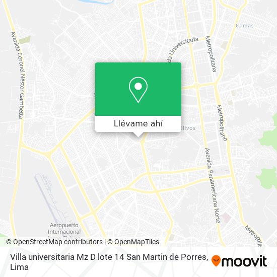 Mapa de Villa universitaria Mz D lote 14  San Martin de Porres