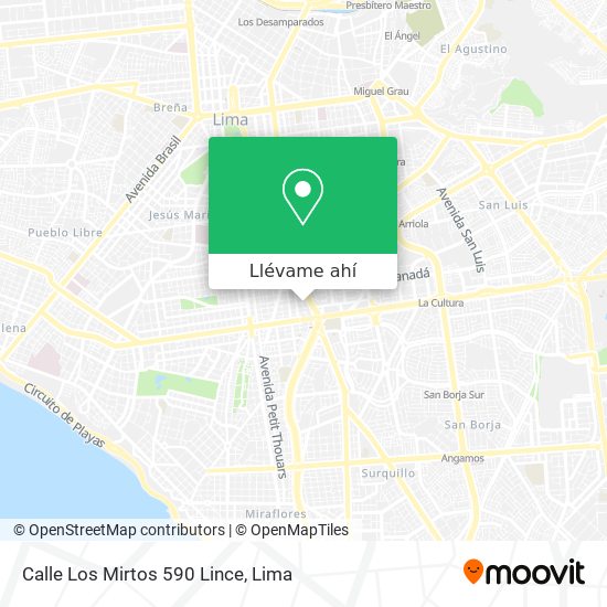 Mapa de Calle Los Mirtos 590  Lince