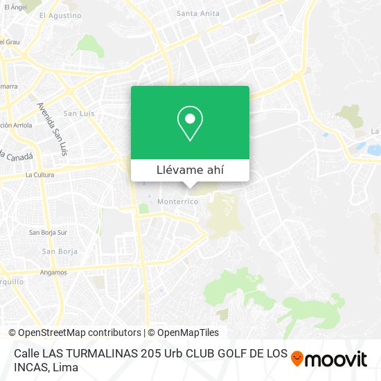 Mapa de Calle LAS TURMALINAS 205 Urb  CLUB GOLF DE LOS INCAS