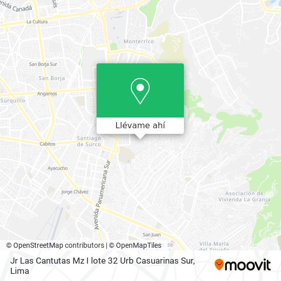 Mapa de Jr Las Cantutas Mz I lote 32 Urb  Casuarinas Sur