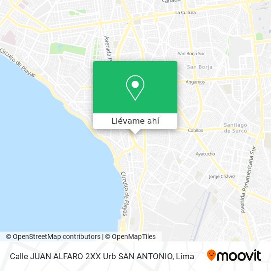 Mapa de Calle JUAN ALFARO 2XX Urb  SAN ANTONIO