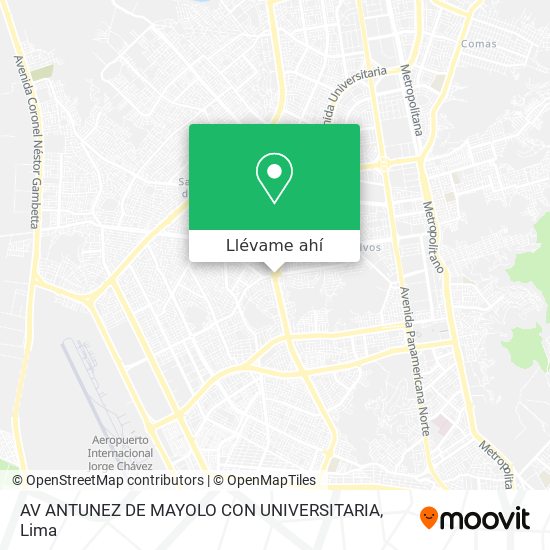 Mapa de AV  ANTUNEZ DE MAYOLO CON UNIVERSITARIA