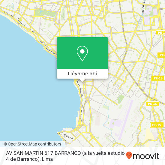 Mapa de AV SAN MARTIN 617 BARRANCO  (a la vuelta estudio 4 de Barranco)
