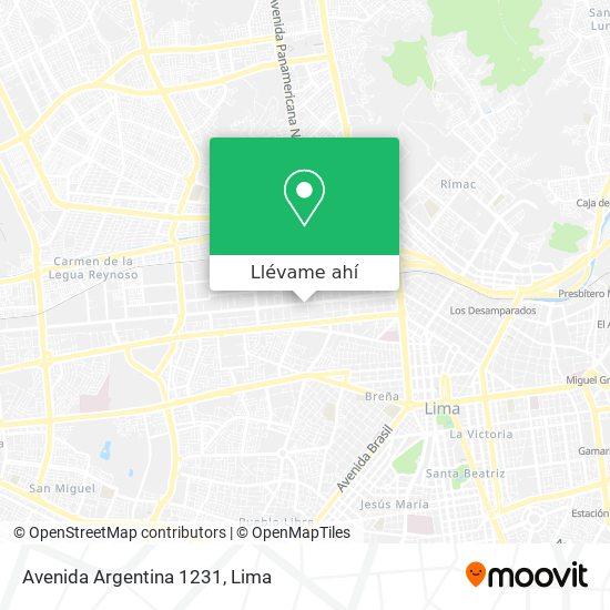 Mapa de Avenida Argentina 1231