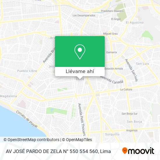 Mapa de AV  JOSÉ PARDO DE ZELA N° 550   554   560