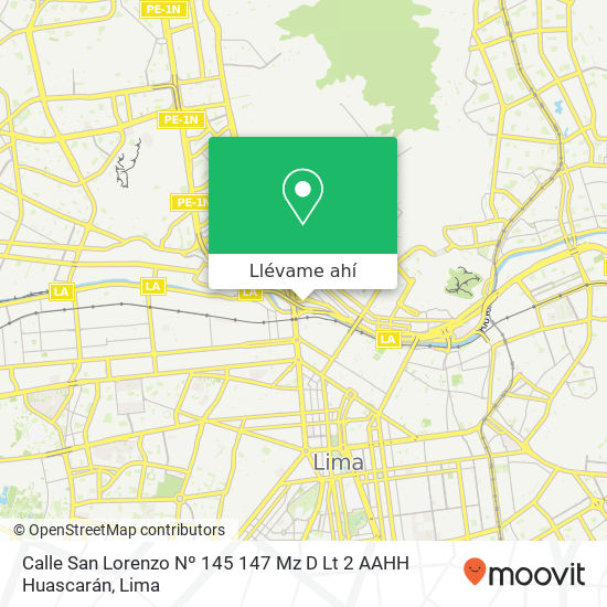 Mapa de Calle San Lorenzo Nº 145 147 Mz  D  Lt 2 AAHH Huascarán