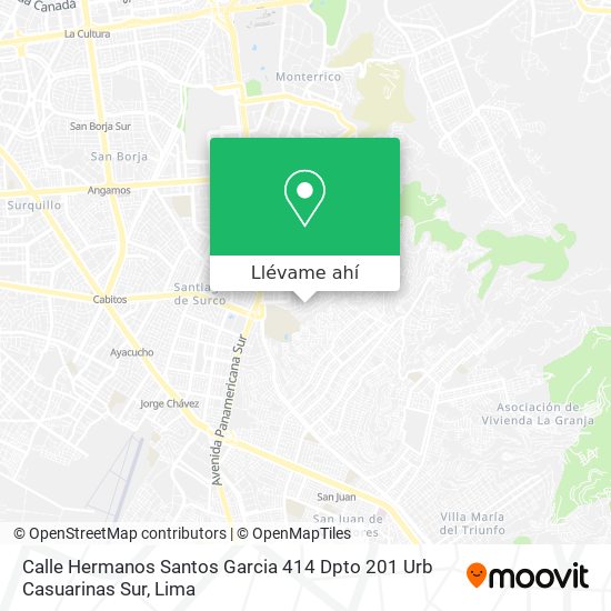 Mapa de Calle Hermanos Santos Garcia 414  Dpto 201  Urb  Casuarinas Sur