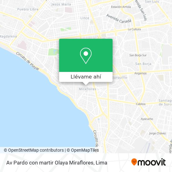 Mapa de Av Pardo con martir Olaya Miraflores