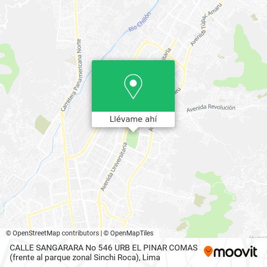 Mapa de CALLE SANGARARA No  546 URB  EL PINAR COMAS (frente al parque zonal Sinchi Roca)