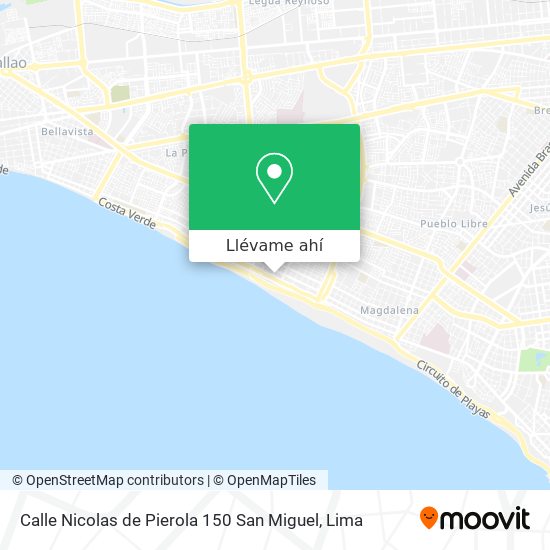 Mapa de Calle Nicolas de Pierola 150  San Miguel