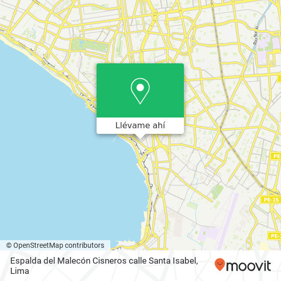 Mapa de Espalda del Malecón Cisneros   calle Santa Isabel