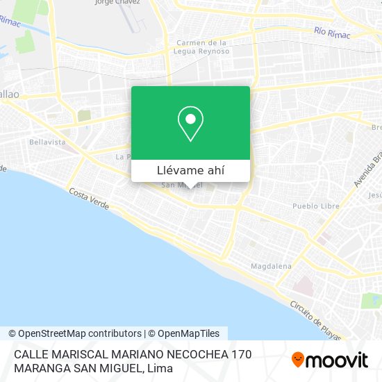Mapa de CALLE MARISCAL MARIANO NECOCHEA 170  MARANGA  SAN MIGUEL