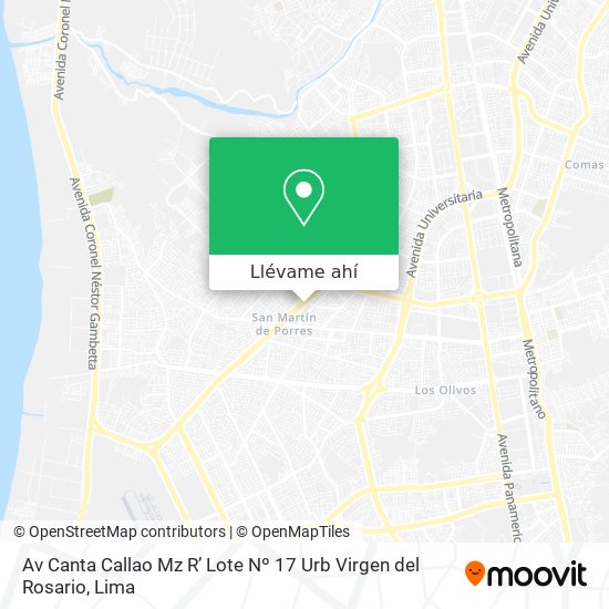 Mapa de Av  Canta Callao Mz R’ Lote Nº 17 Urb  Virgen del Rosario