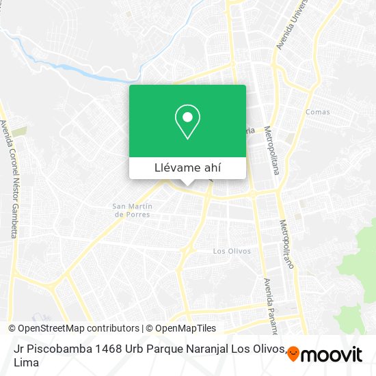 Mapa de Jr  Piscobamba 1468  Urb  Parque Naranjal  Los Olivos