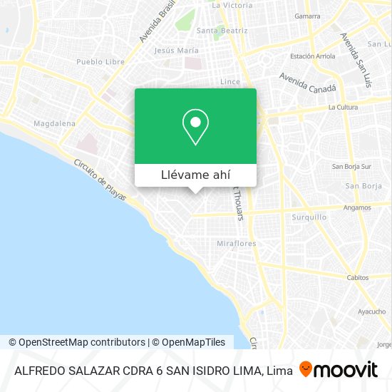 Mapa de ALFREDO SALAZAR CDRA 6  SAN ISIDRO  LIMA