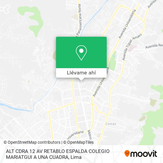 Mapa de ALT CDRA 12 AV RETABLO ESPALDA COLEGIO MARIATGUI A UNA CUADRA