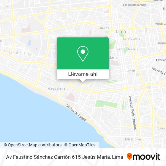 Mapa de Av  Faustino Sánchez Carrión 615  Jesús María