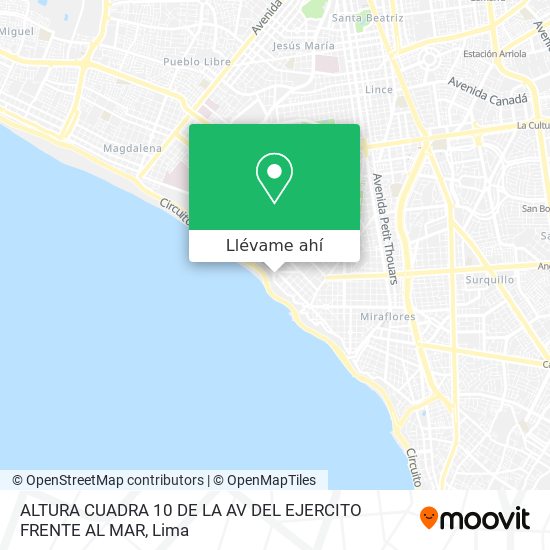 Mapa de ALTURA CUADRA 10 DE LA AV DEL EJERCITO FRENTE AL MAR