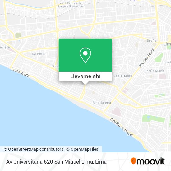 Mapa de Av  Universitaria 620  San Miguel  Lima