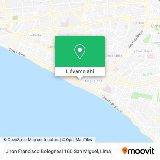 Mapa de Jiron Francisco Bolognesi 160 San Miguel