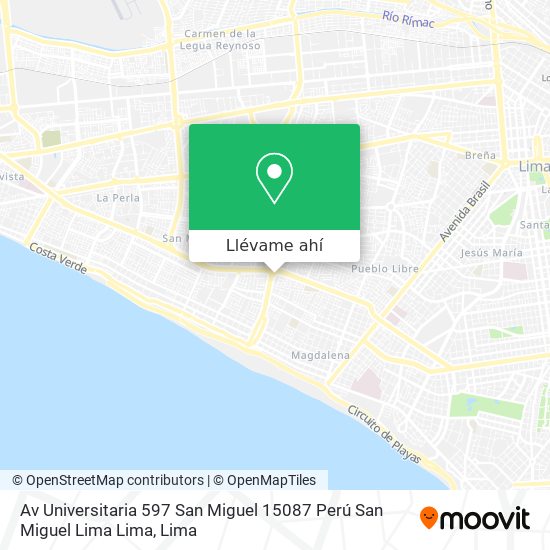 Mapa de Av  Universitaria 597  San Miguel 15087  Perú San Miguel  Lima  Lima